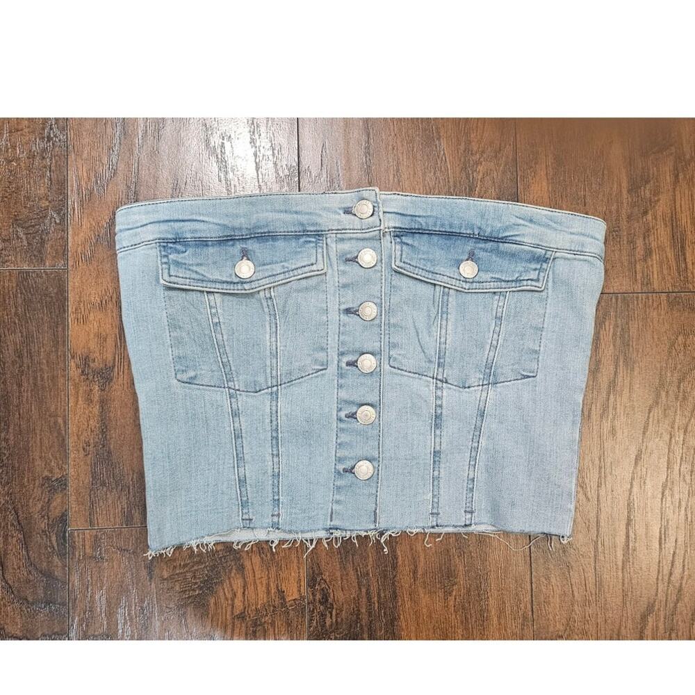Jean Tube Crop Top Size Medium New Blue
